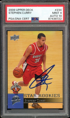 2009 Upper Deck #234 Stephen Curry RC On Card PSA 9/10 Auto MINT Warriors