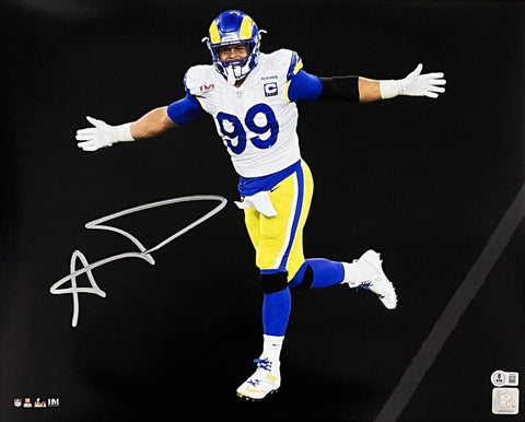 Aaron Donald Los Angeles Rams Signed Super Bowl LVI Spotlight 16x20 BAS