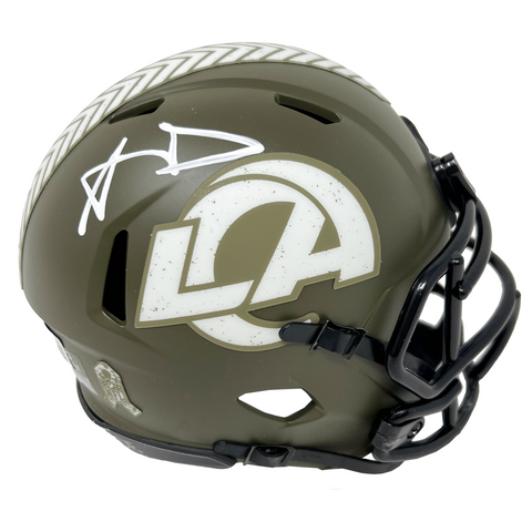 Aaron Donald Los Angeles Rams Signed Riddell Salute to Service Mini Helmet BAS