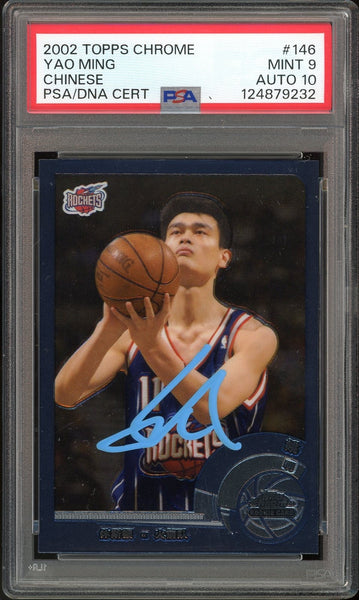 2002-03 Topps Chrome Chinese Yao Ming RC Rookie On Card PSA 9/10