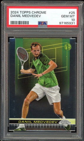 2024 Topps Chrome Tennis #25 Daniil Medvedev RC 1st PSA 10 GEM MINT