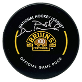 David Pastrnak Boston Bruins Signed 100th Centennial Official Game Puck BAS