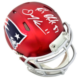 Rob Gronkowski Julian Edelman Patriots Dual Signed Riddell Blaze Mini Helmet JSA