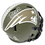 Randy Moss Patriots Signed Riddell Salute to Service Speed Replica Helmet BAS