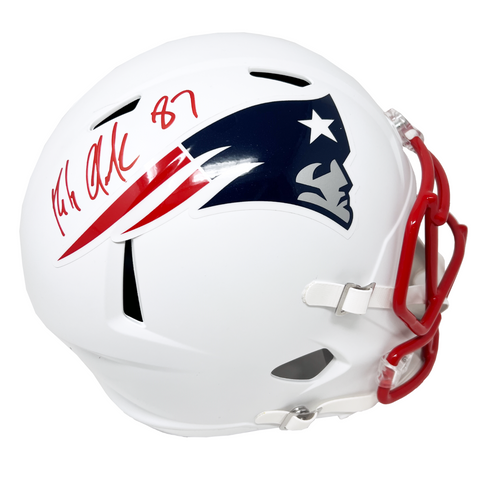 Rob Gronkowski New England Patriots Signed Riddell Flat White Replica Helmet JSA