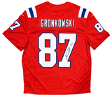 Rob Gronkowski New England Patriots Signed Red Throwback Nike Limited Jersey JSA