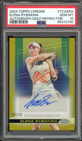 2024 Topps Chrome Tennis Gold /50 #TCAERA Elena Rybakina RC Auto PSA 10 GEM MINT0