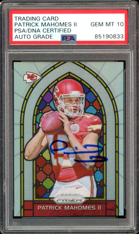 2017 Panini Prizm Stained Glass SP Patrick Mahomes RC PSA/DNA Auto GEM MINT 10