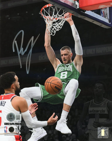Kristaps Porzingis Boston Celtics Signed Dunk Spotlight 16x20 Photo BAS