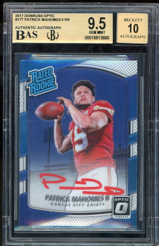 2017 Donruss Optic Rated Rookie Patrick Mahomes Red Ink BGS 9.5/10 Auto GEM MINT