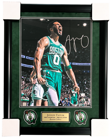 Jayson Tatum Celtics Signed Finals Scream 16x20 Matted & Framed Photo Fanatics