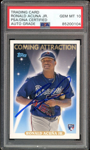 2018 Topps Archives #CA-12 Ronald Acuna Jr. RC On Card PSA/DNA Auto GEM MINT 10