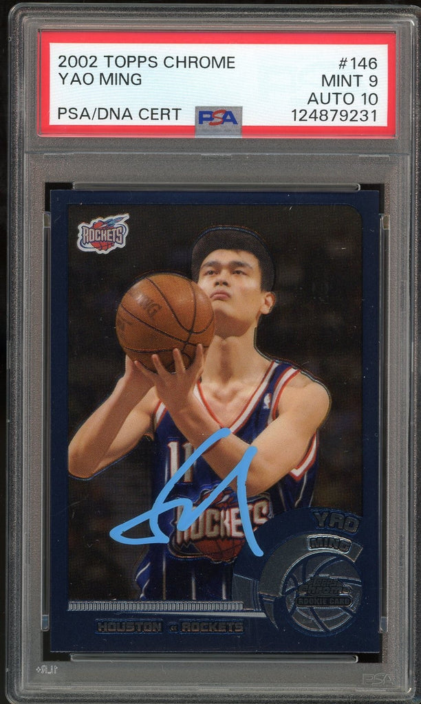 2002-03 Topps Chrome Yao Ming RC Rookie On Card PSA 9/10 Auto MINT
