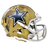 Troy Aikman Dallas Cowboys Signed Riddell Camo Mini Helmet BAS Beckett