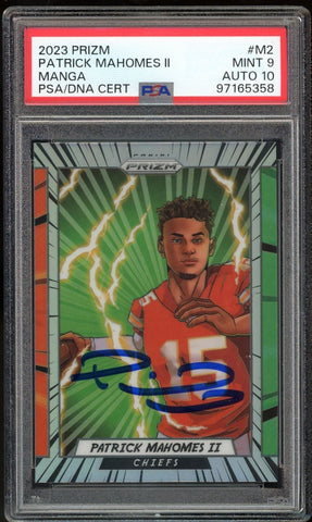 2023 Panini Prizm Manga Silver #M-2 Patrick Mahomes PSA 9/10 Auto MINT Pop 1