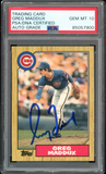 1987 Topps Traded #70T Greg Maddux Cubs On Card PSA/DNA Auto GEM MINT 10