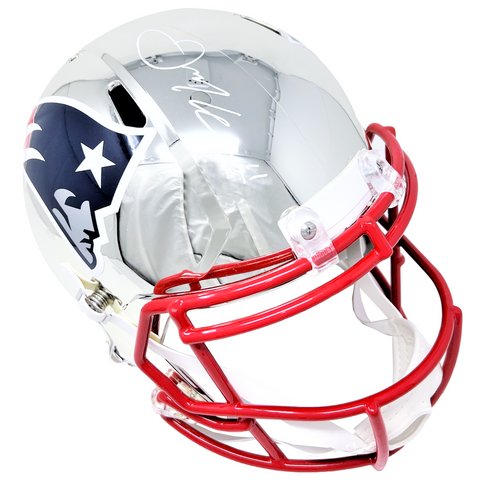 Julian Edelman New England Patriots Signed Riddell Chrome Replica Helmet JSA