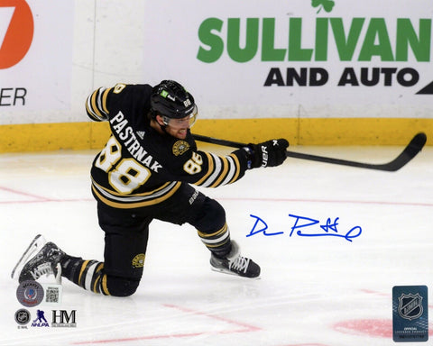 David Pastrnak Boston Bruins Signed Centennial Shot on Goal 8x10 Photo BAS