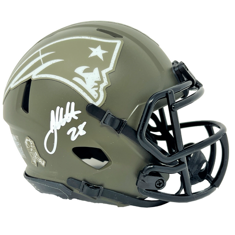 James White New England Patriots Signed Salute to Service Mini Helmet JSA