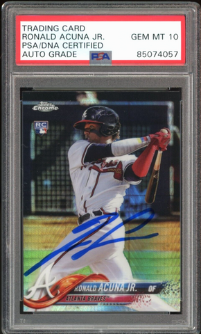 2018 Topps Chrome Prism #193 Ronald Acuna Jr. RC PSA/DNA Auto GEM MINT 10