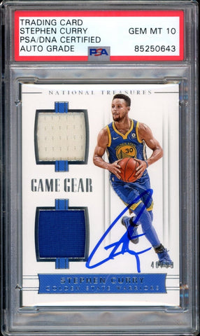 2017 National Treasures Dual Jersey #/99 Stephen Curry PSA/DNA Auto GEM MINT 10