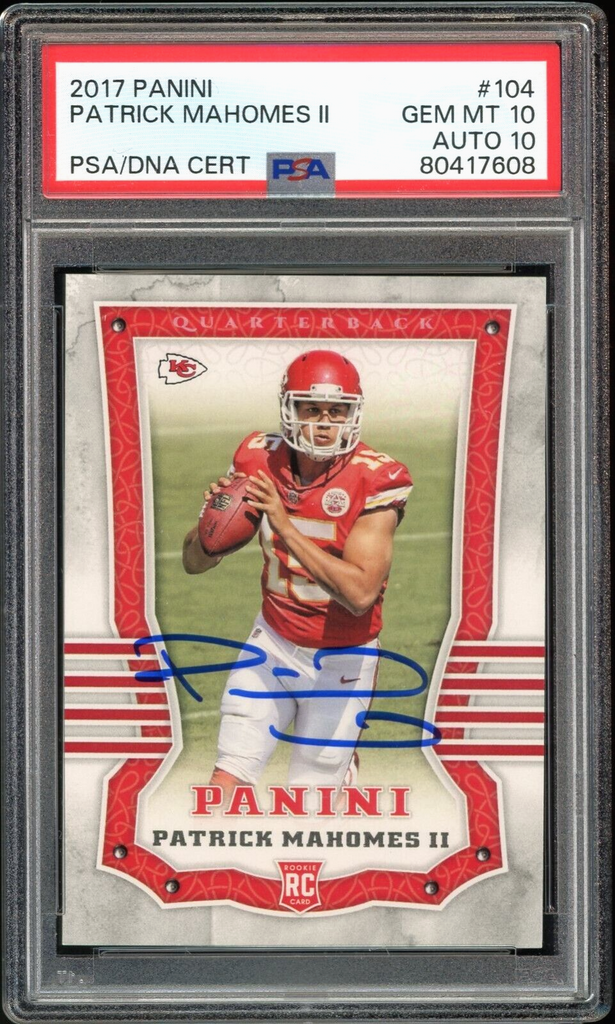 Patrick Mahomes Autographed 2017 Panini Crown Royale Silhouette Jersey  Relic PSA Gem Mint 10 Auto