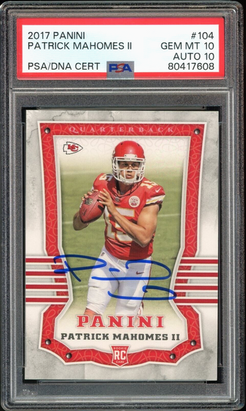 Patrick Mahomes II 2017 Panini #104 RC (PSA 10)