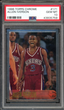 1996 Topps Chrome #171 Allen Iverson RC Rookie PSA 10 GEM MINT0