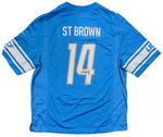 Amon-Ra St. Brown Detroit Lions Signed Blue Nike Game Jersey BAS Beckett