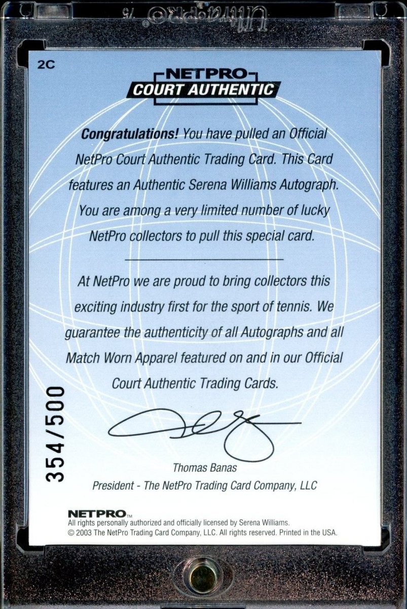 2003 Netpro International Serena Williams Rookie RC Auto #/500 ...