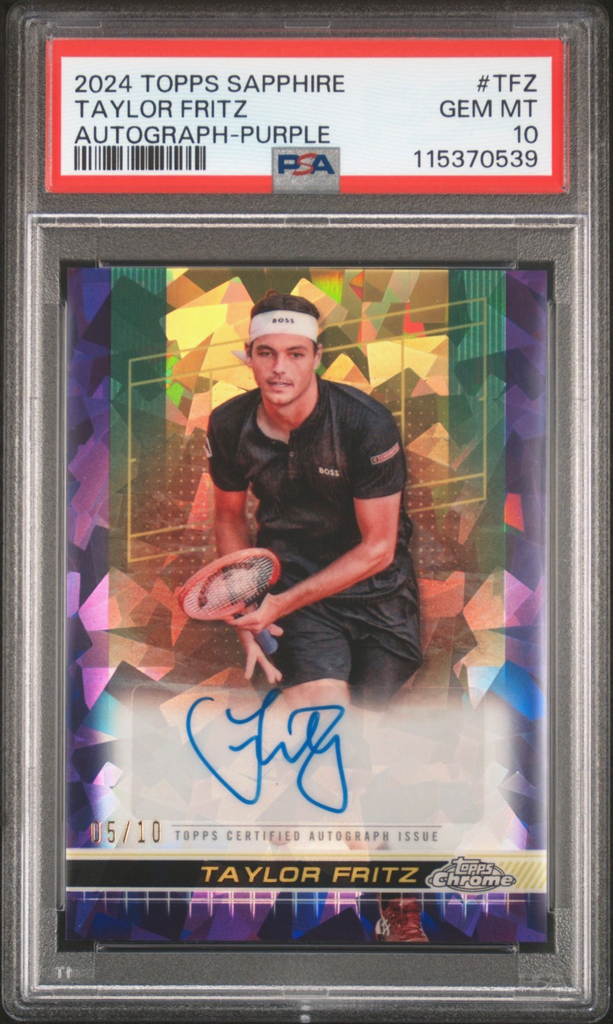 2024 Topps Chrome Sapphire Purple /10 Taylor Fritz RC Auto PSA 10