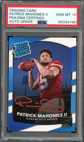 2017 Donruss Rated Rookie Patrick Mahomes RC Red Ink PSA/DNA Auto GEM MINT 10