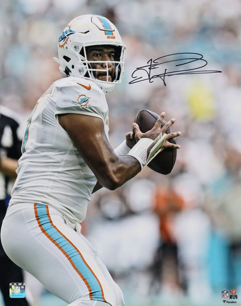 Tua Tagovailoa Miami Dolphins Autographed 16 x 20 White Jersey Rolling  Out Photograph