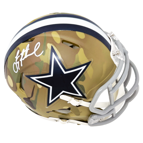 Troy Aikman Dallas Cowboys Signed Riddell Camo Mini Helmet BAS Beckett