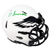 DeVonta Smith Philadelphia Eagles Signed Riddell Lunar Mini Helmet Beckett BAS