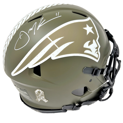 Julian Edelman Patriots Signed Riddell Salute to Service Authentic Helmet JSA