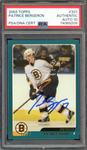 2003-04 Topps #331 Patrice Bergeron RC Rookie On Card PSA/DNA Authentic Auto 10