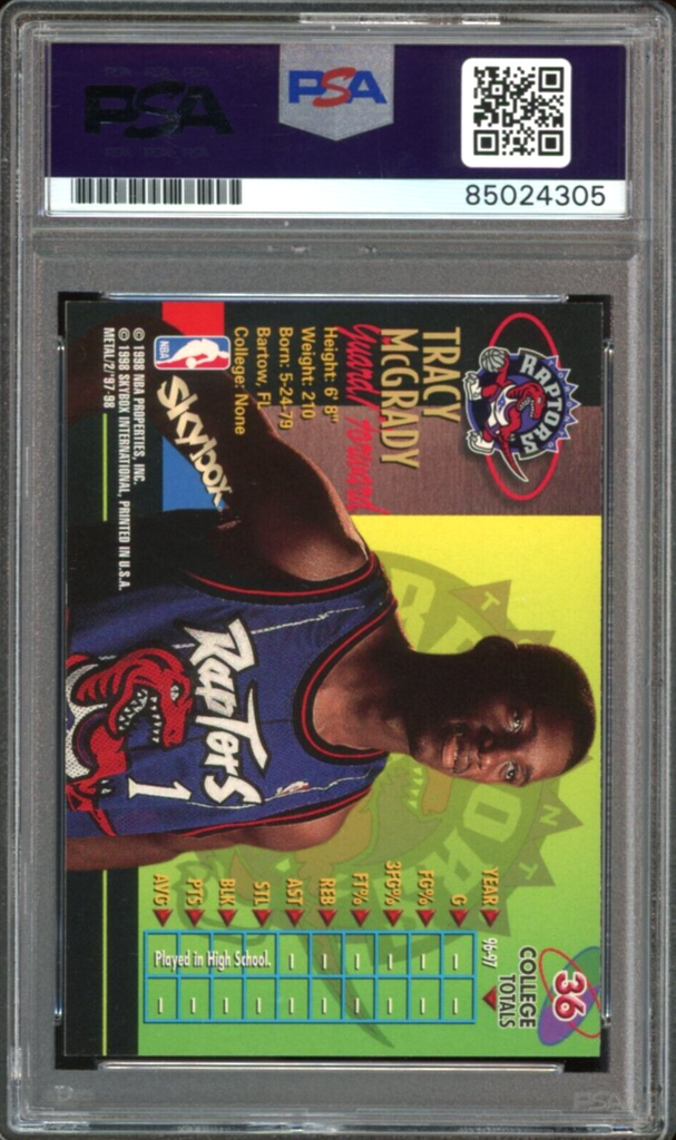 1997 Metal Universe #36 Tracy McGrady RC Rookie On Card PSA/DNA ...