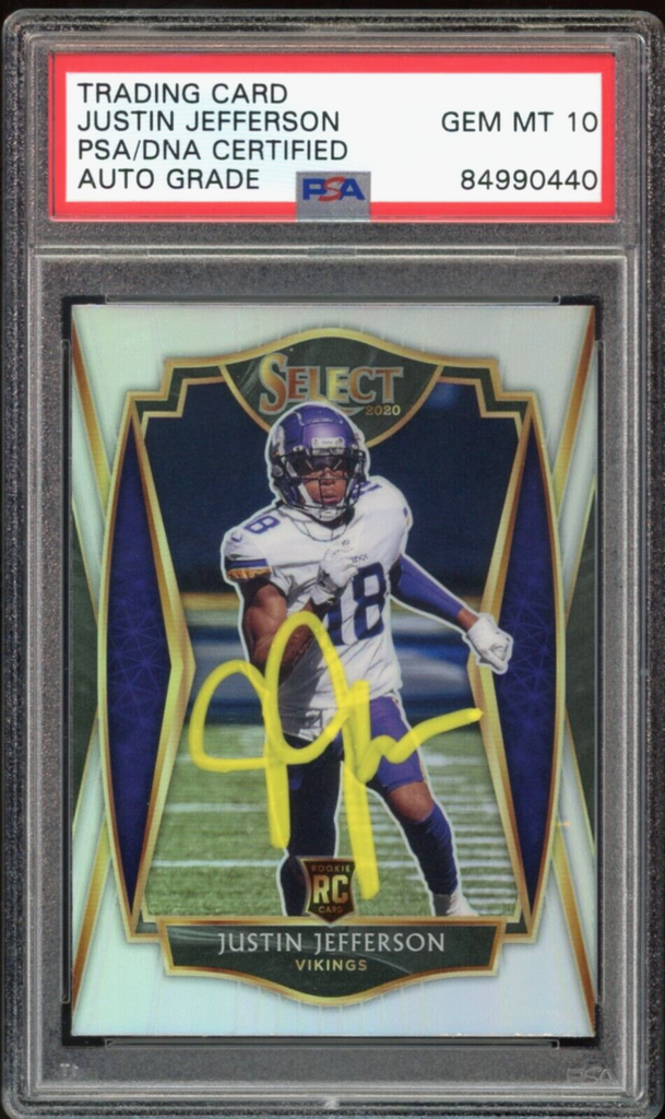2020 Select Prizm Silver Justin Jefferson RC On Card PSA/DNA Auto GEM MINT 10 2020 Select Prizm Silver Justin Jefferson RC On Card PSA/DNA Auto GEM MINT 10