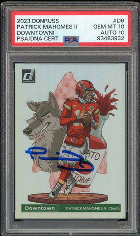 2023 Donruss Downtown #D6 Patrick Mahomes On Card PSA 10/10 Auto GEM MINT