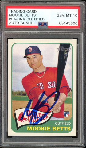 2014 Topps Heritage #H558 Mookie Betts RC On Card PSA/DNA Auto GEM MINT 10