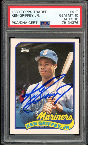1989 Topps Traded #41T Ken Griffey Jr. RC On Card PSA/DNA 10/10 Auto GEM MINT