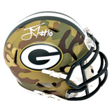 Jordan Love Green Bay Packers Signed Riddell Camo Mini Helmet BAS Beckett