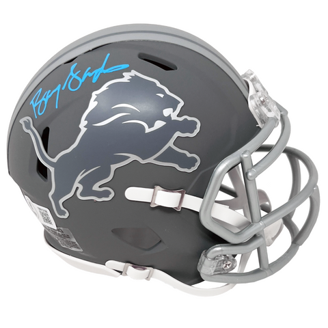 Barry Sanders Detroit Lions Signed Riddell Slate Mini Helmet BAS Beckett