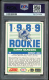 1989 Score #257 Barry Sanders RC Rookie Lions On Card PSA/DNA 9/10 Auto MINT