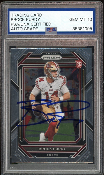 2022 Panini Prizm #353 Brock Purdy RC Rookie On Card PSA/DNA Auto