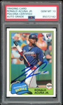 2018 Topps Archives #212 Ronald Acuna Jr. RC On Card PSA/DNA Auto GEM MINT 10