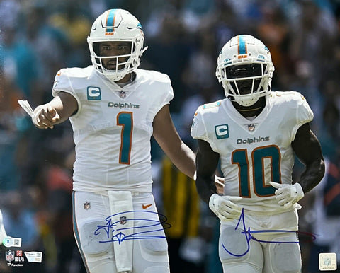 Tua Tagovailoa Tyreek Hill Miami Dolphins Dual Signed 16x20 Photo Fanatics BAS