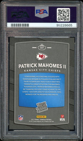 patrick mahomes graded rookie card 2017 Panini Donruss Rated Rookie Patrick Mahomes RC PSA 10/10 Auto GEM – Diamond Legends Online