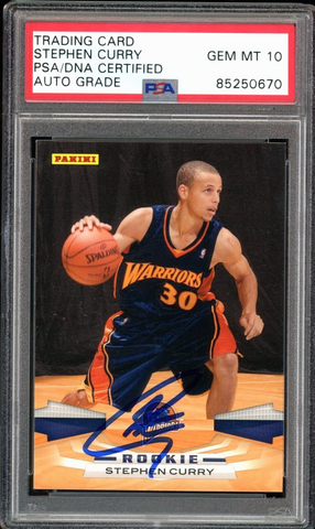 2009-10 Panini #307 Stephen Curry RC Rookie On Card PSA/DNA Auto GEM MINT 10